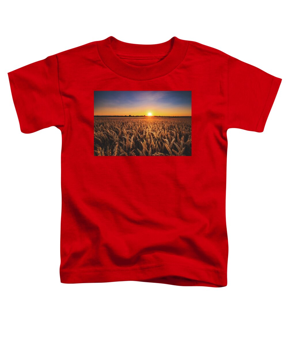 Sunset Toddler T-Shirt featuring the photograph Sunset in the fields by Marc Braner
