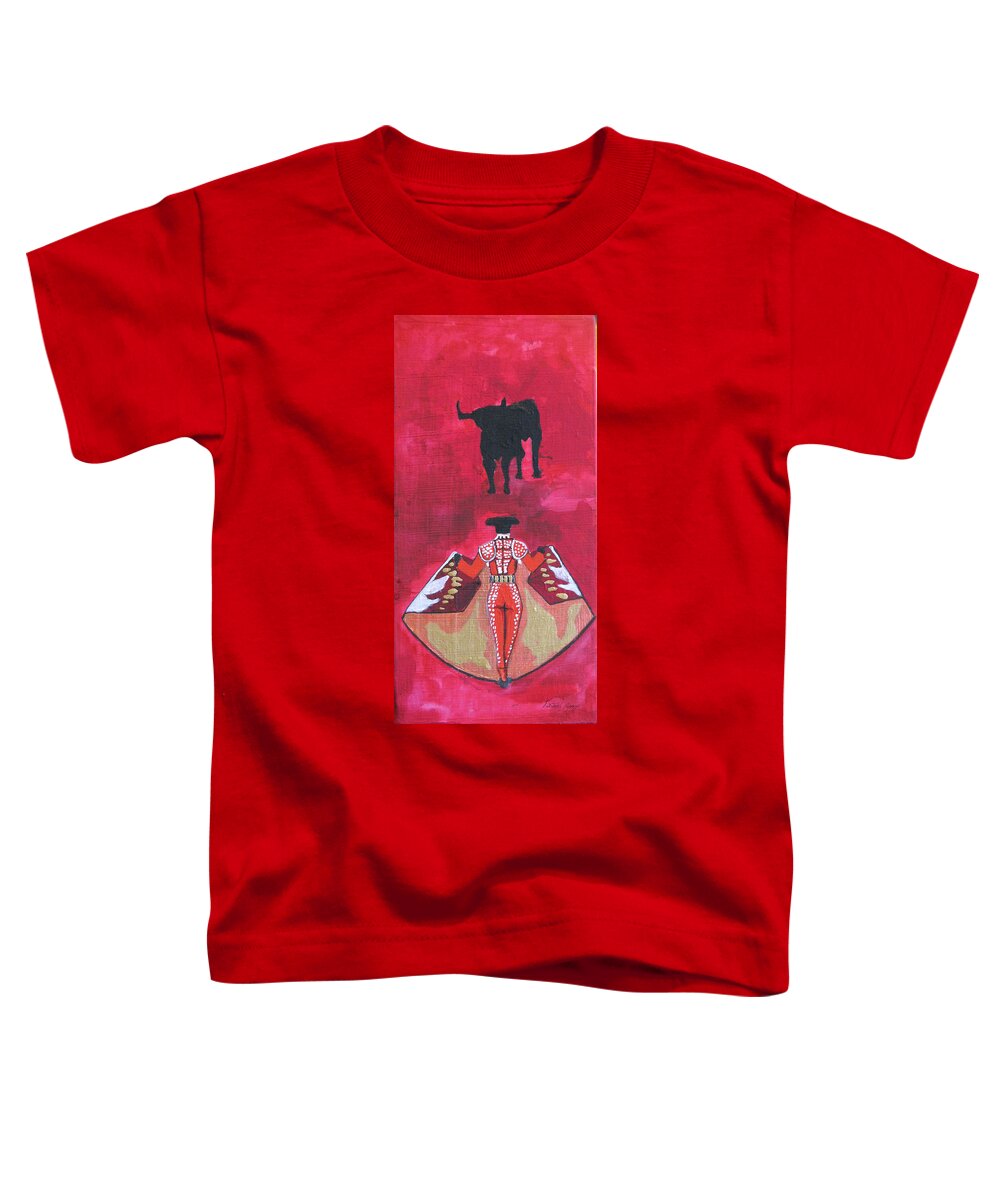 Spanish Art Toddler T-Shirt featuring the painting The Bull Fight NO.1 by Patricia Arroyo