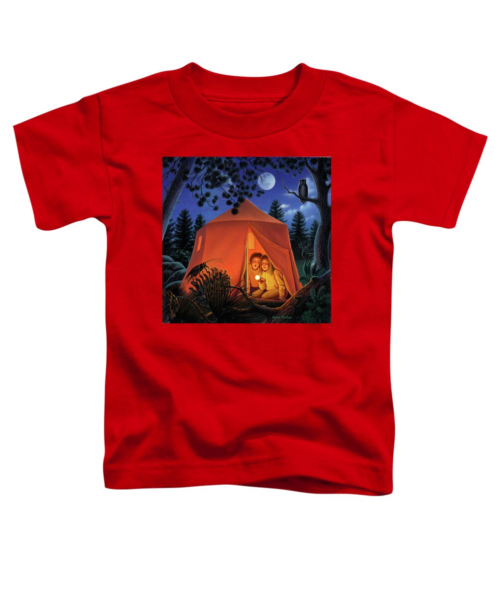 Camping Toddler T-Shirt featuring the painting The Campout by Robin Moline
