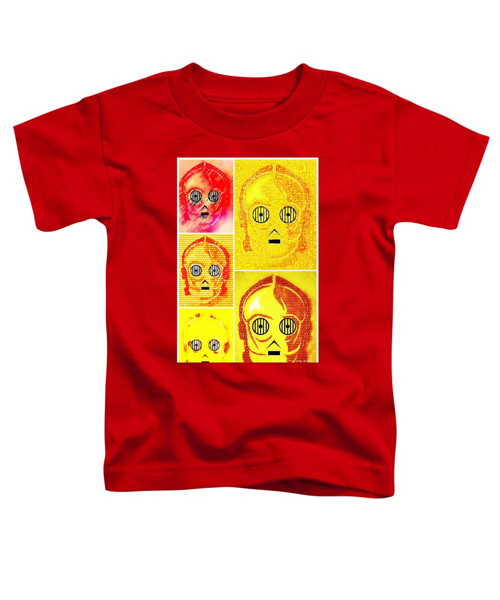 C3po Toddler T-Shirt featuring the digital art Threepio Battalion by HELGE Art Gallery