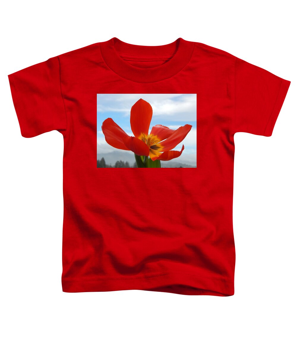 Flower Toddler T-Shirt featuring the photograph Tulip In The Sky by Gallery Of Hope 