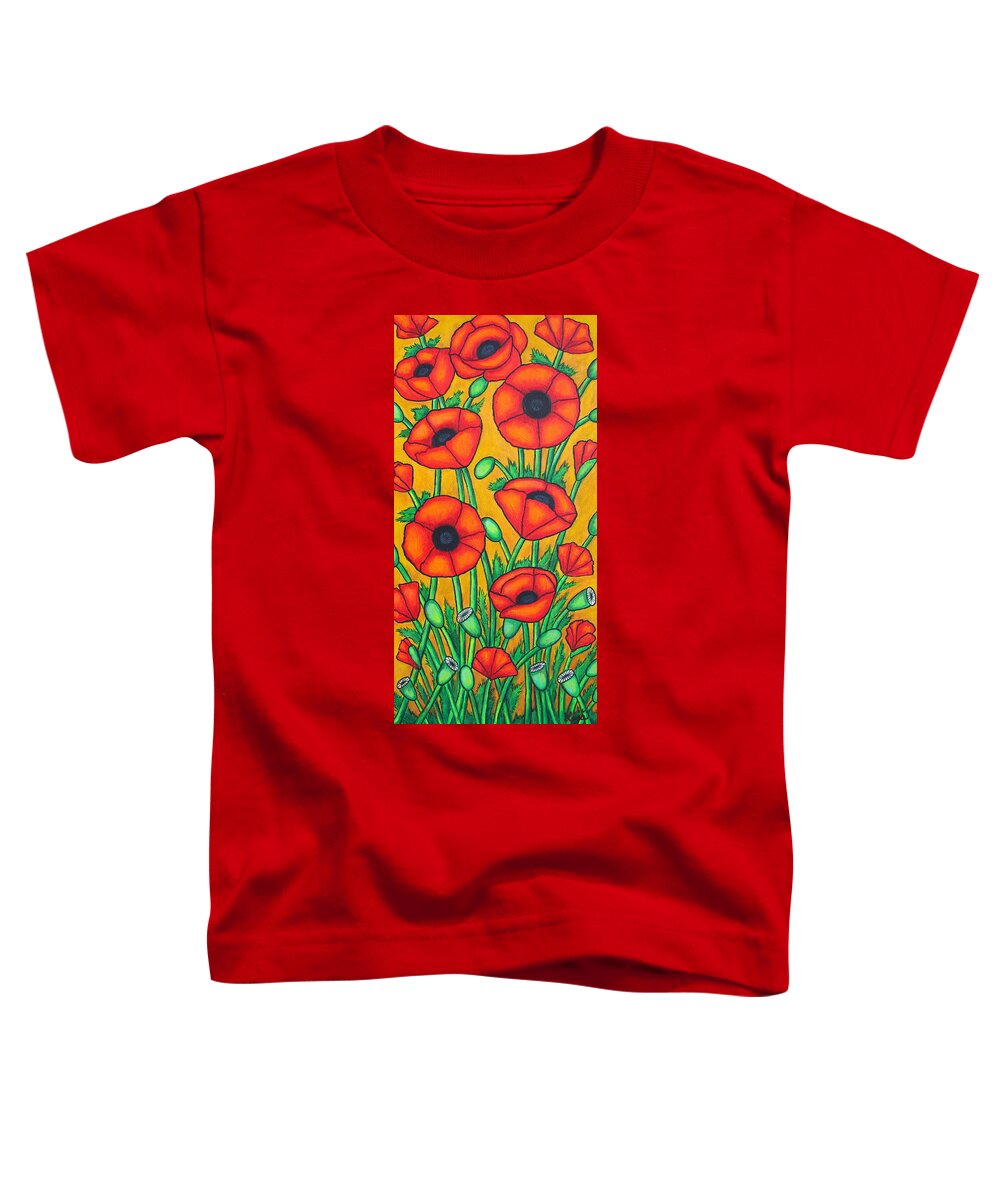 Colourful Toddler T-Shirt featuring the painting Tuscan Poppies by Lisa Lorenz