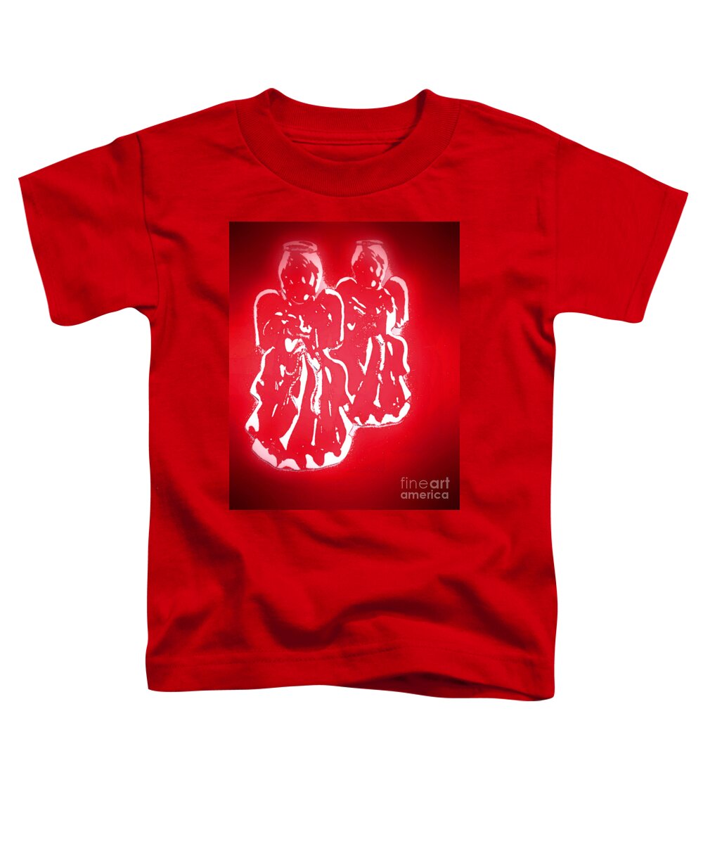 Abstract Toddler T-Shirt featuring the digital art Two Angels by John Krakora