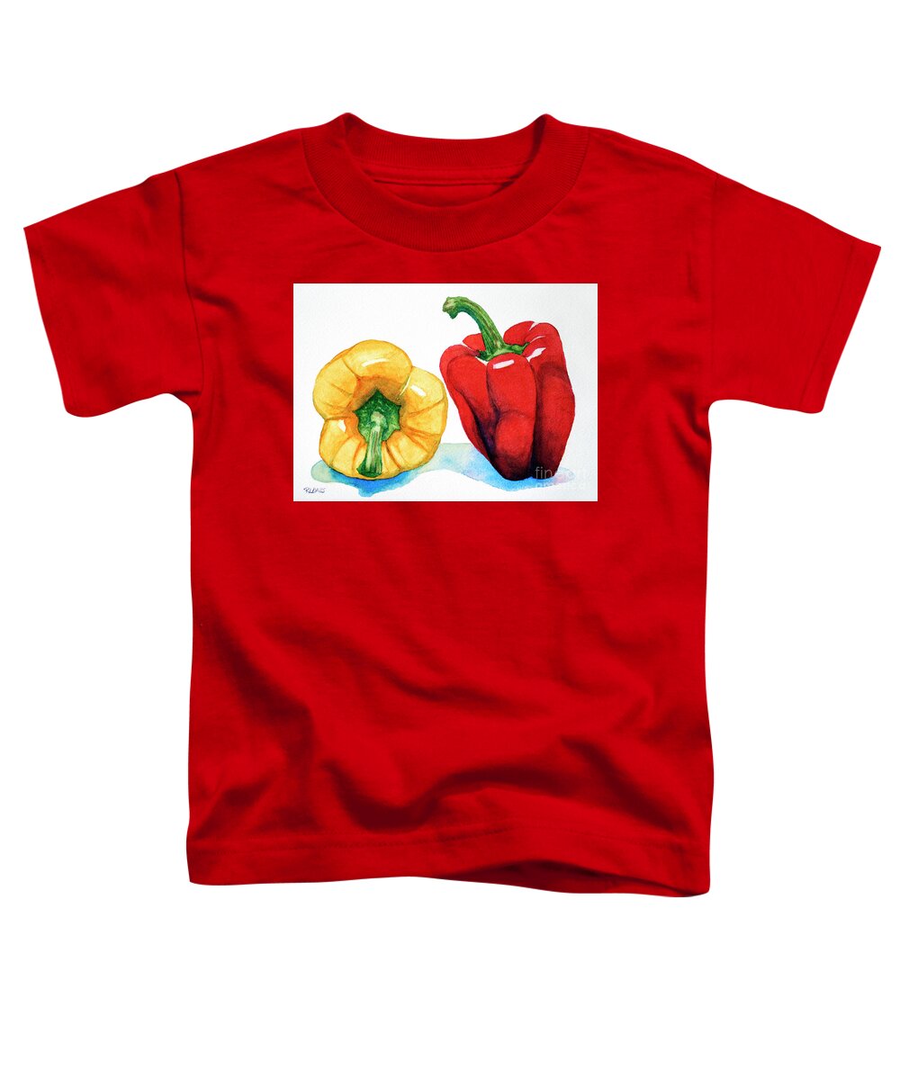 Two Toddler T-Shirt featuring the painting Two Peppers by Rebecca Davis