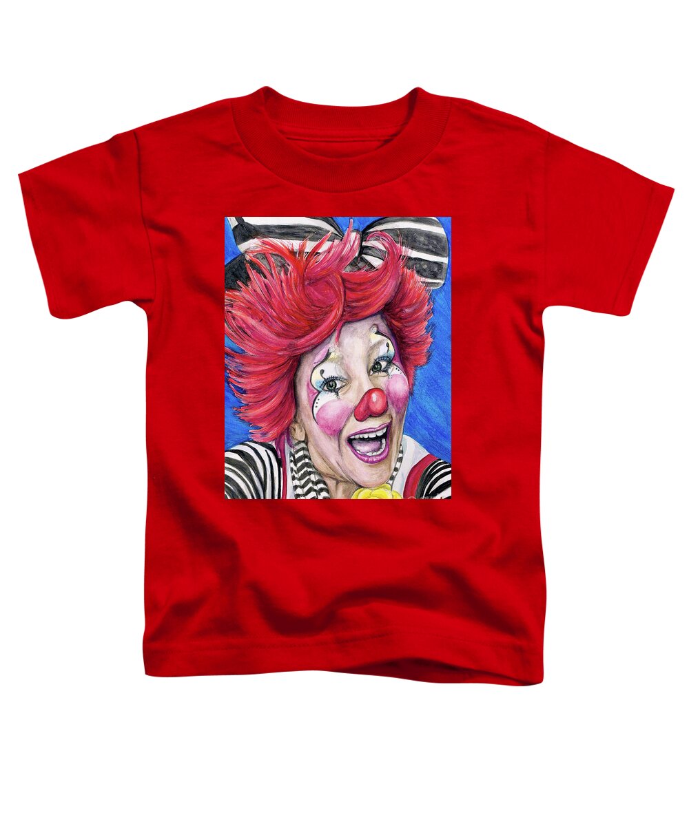 Firekracker Kelly Toddler T-Shirt featuring the painting Watercolor Clown #24 Kelly Lynn Diehl by Patty Vicknair