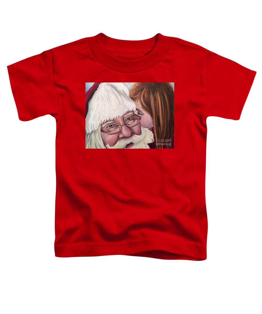 Santa Toddler T-Shirt featuring the painting Whispered Wishes Santa by Patty Vicknair