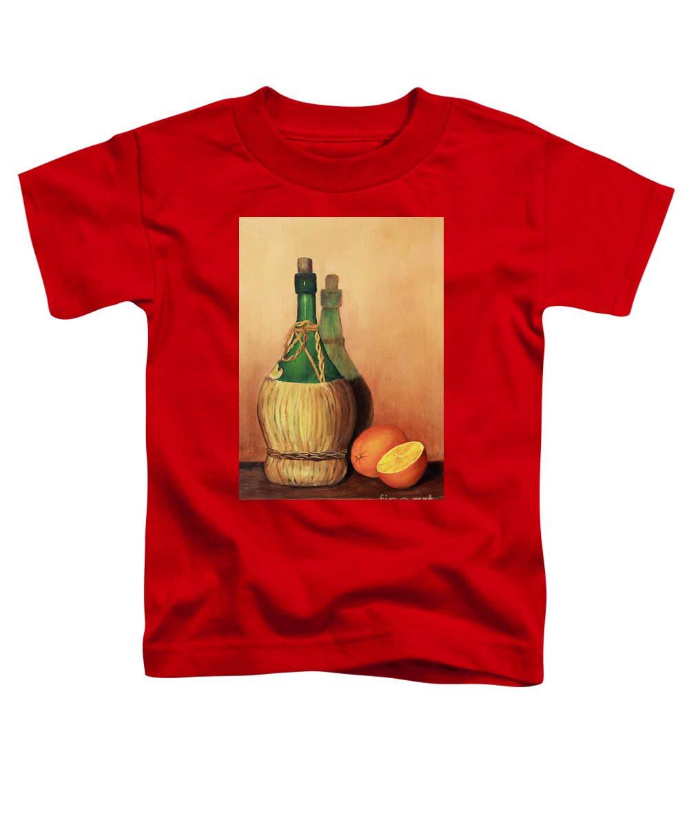 Wine Toddler T-Shirt featuring the painting Wine and Oranges by Pattie Calfy