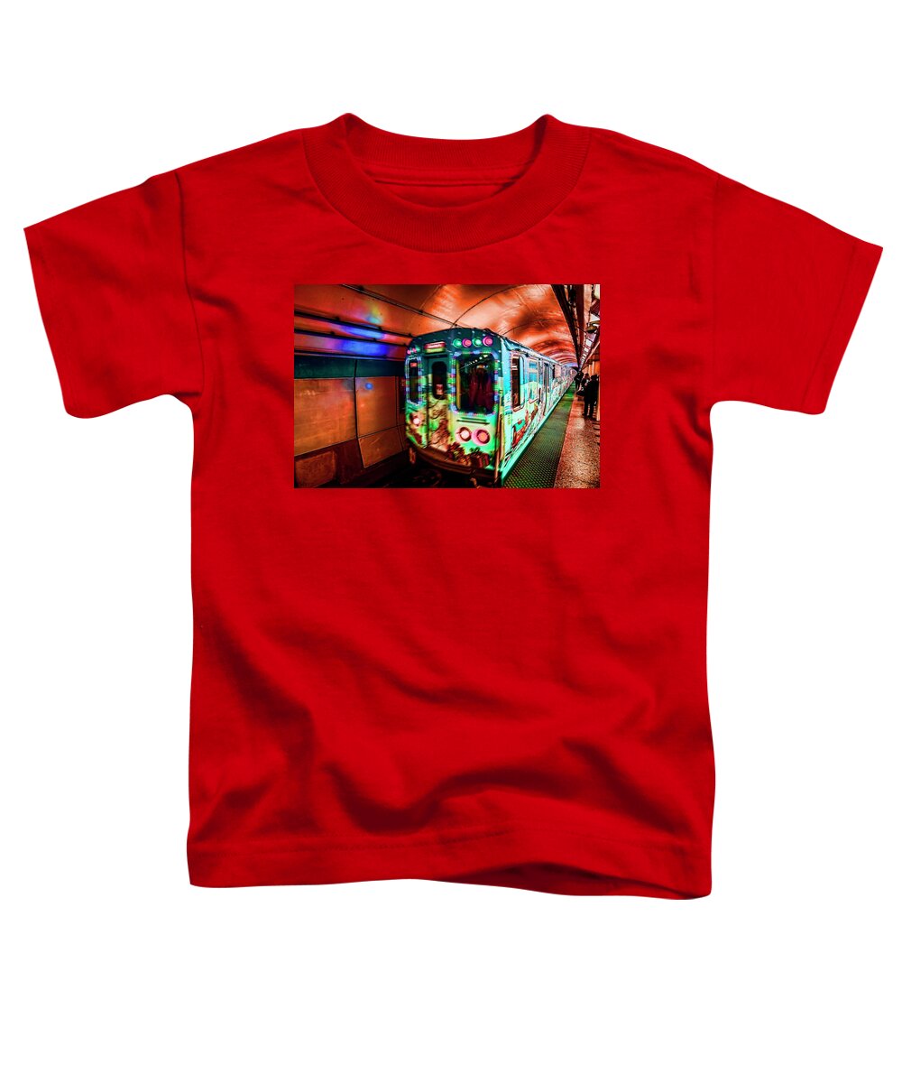 Xmas Train Toddler T-Shirt featuring the photograph Xmas subway train by Sven Brogren