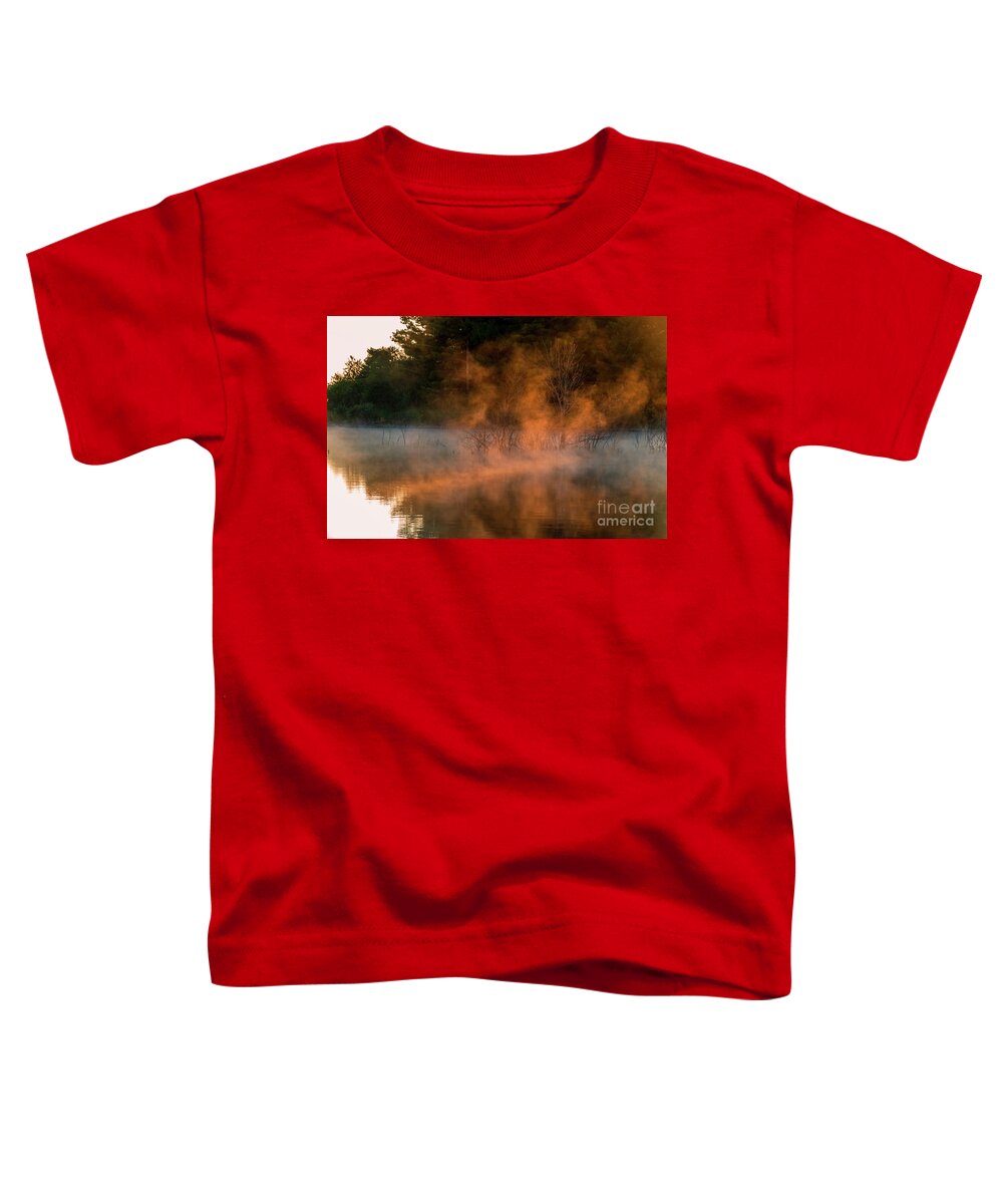 Autumn Toddler T-Shirt featuring the photograph Autumn Morning Mist by Sandra J's