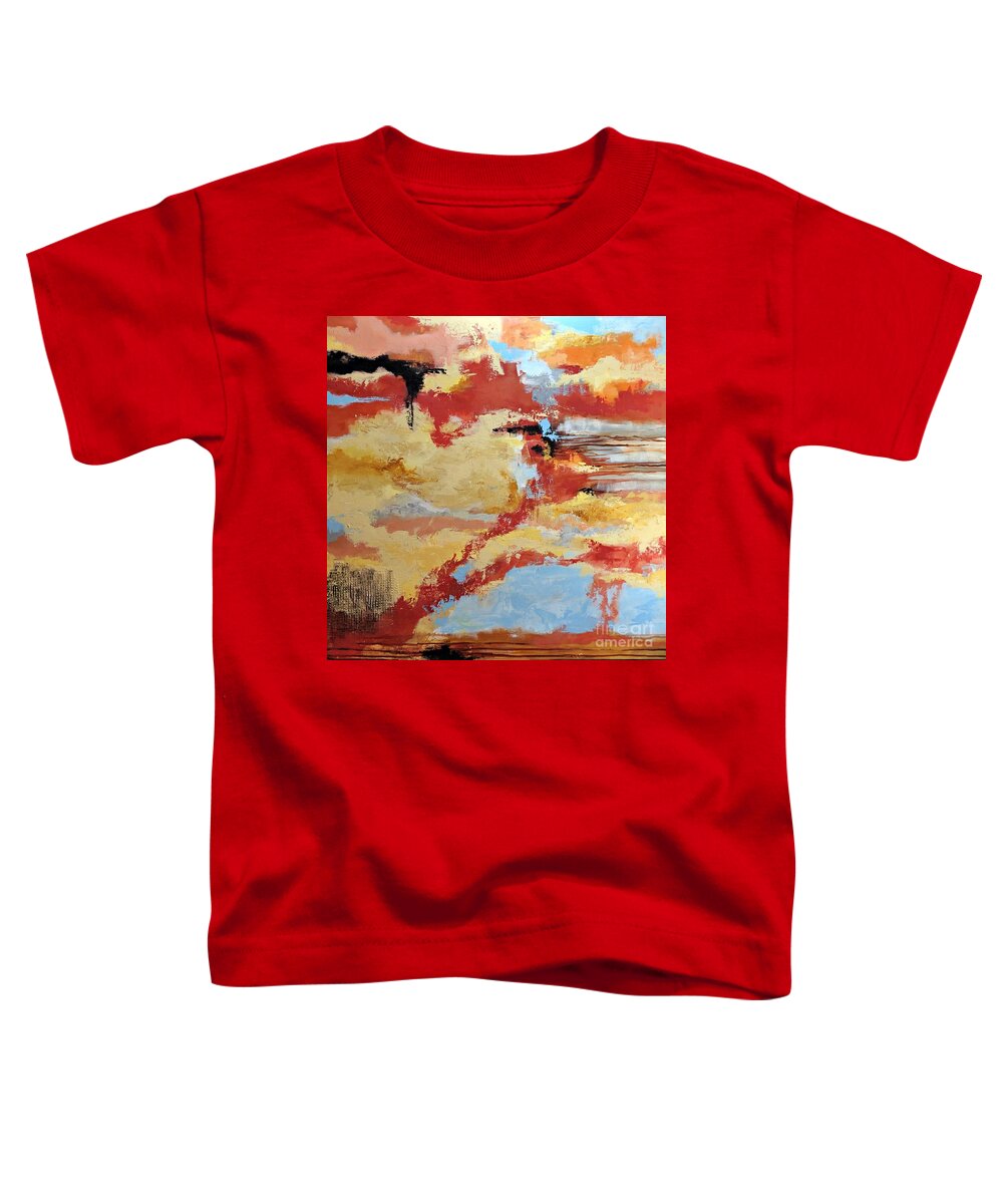 Cloudscape Toddler T-Shirt featuring the painting Awakening the Fire by Mary Mirabal