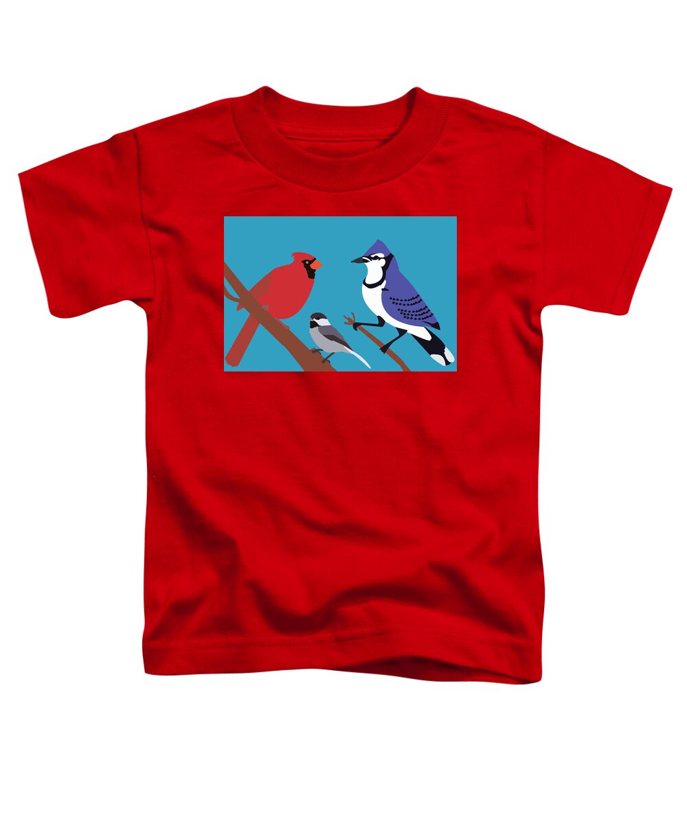 Birds Toddler T-Shirt featuring the digital art Backyard birds by Caroline Elgin