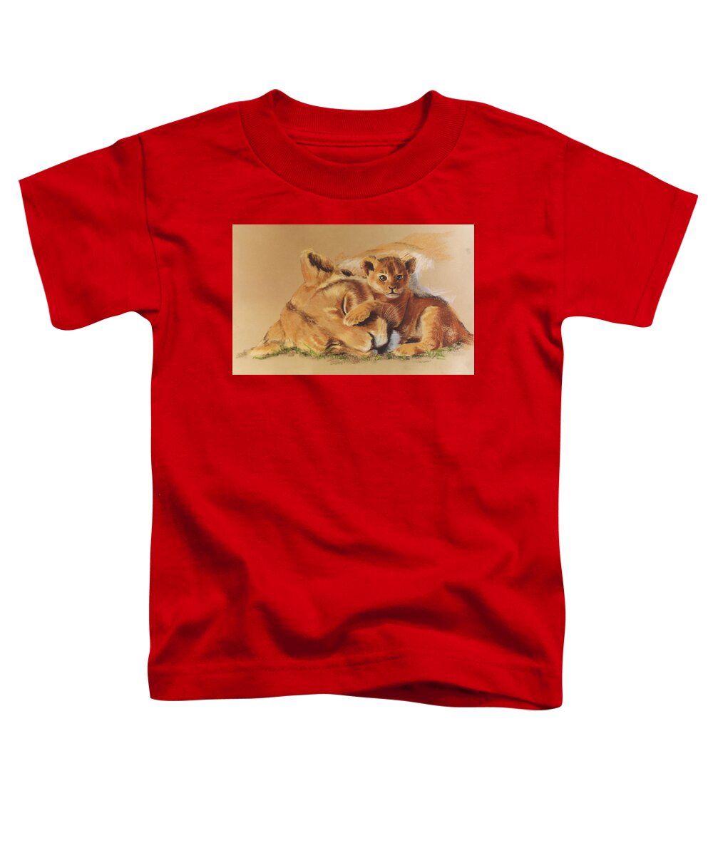 Lion Toddler T-Shirt featuring the pastel Being Mom by Barbara Keith