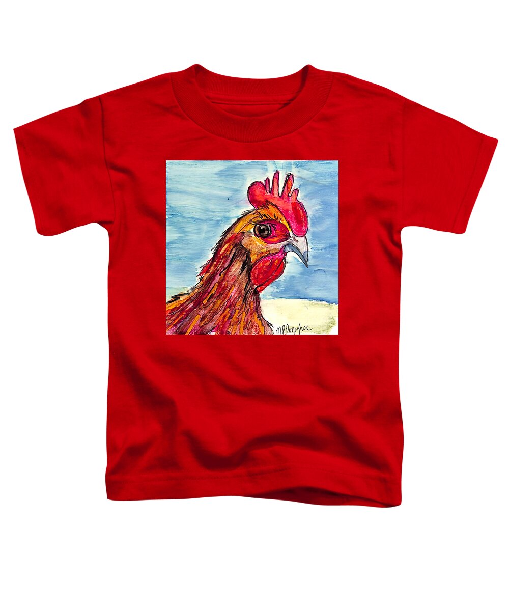 Colorful Chickens Toddler T-Shirt featuring the painting Chicken Head 3 by Patty Donoghue