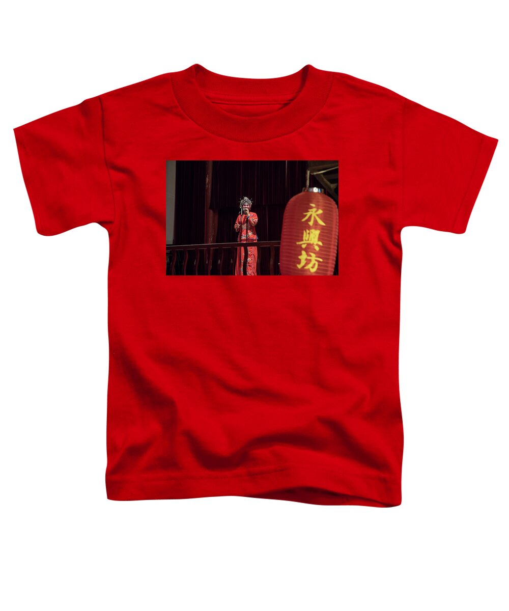 Asia Toddler T-Shirt featuring the photograph Chinese Opera singer onstage by Karen Foley