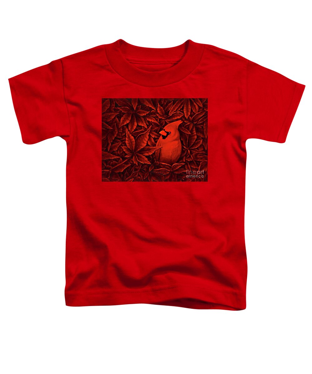 Cardinal Toddler T-Shirt featuring the painting Crimson by Michael Frank