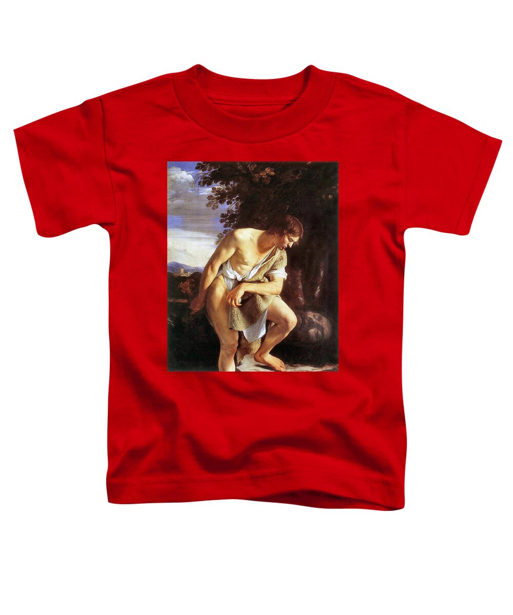 Orazio Gentileschi Toddler T-Shirt featuring the painting David Contemplating by Orazio Gentileschi