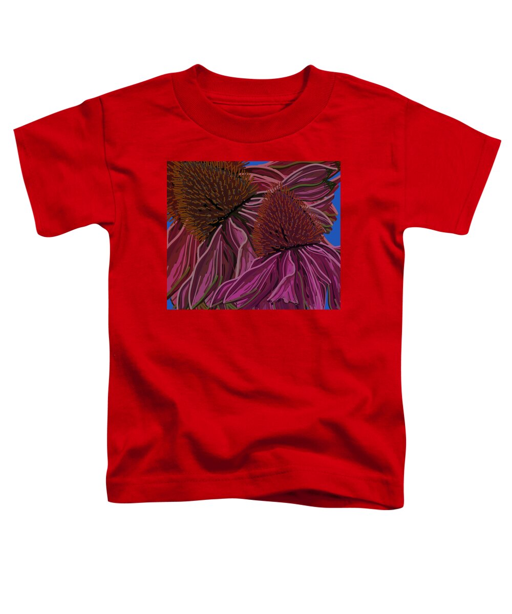 Echinacea Flower Toddler T-Shirt featuring the drawing Echinacea Flower Blues by Joan Stratton