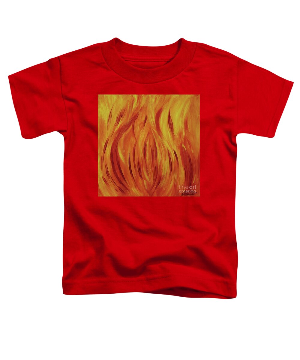 Fire Flame Toddler T-Shirt featuring the painting Fire Flame by Annette M Stevenson
