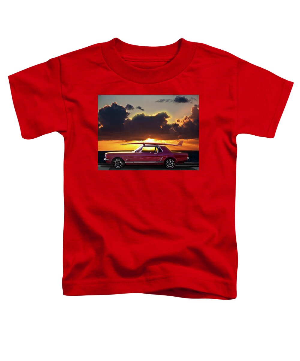 Transportation Toddler T-Shirt featuring the photograph Ford Mustang California Sunset by Larry Butterworth