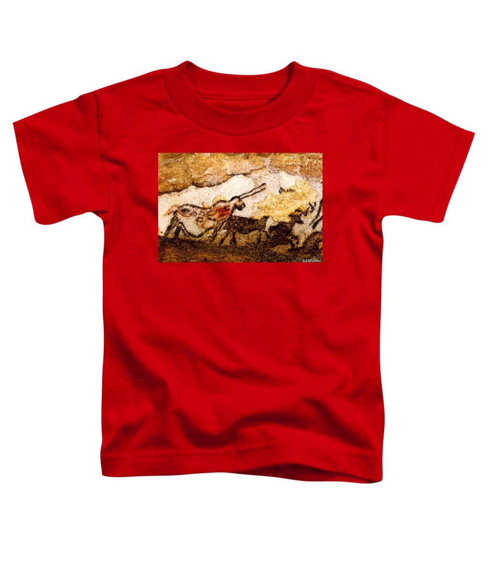Lascaux Toddler T-Shirt featuring the digital art Lascaux Hall of the Bulls - Unicorn by Weston Westmoreland