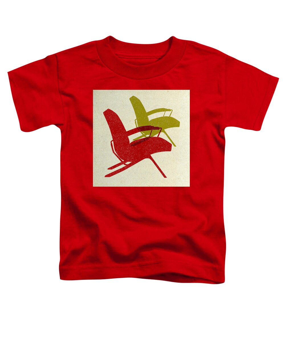 Mid-century Toddler T-Shirt featuring the digital art Mid Century Chairs Design by Naxart Studio
