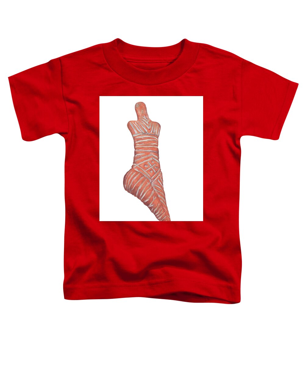 Venus Toddler T-Shirt featuring the drawing Neolithic Venus Mother Goddess by Nikita Coulombe