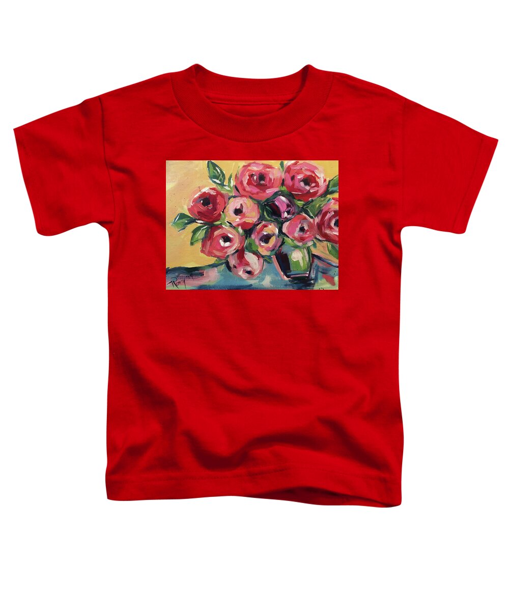 Roses Toddler T-Shirt featuring the painting New Roses by Roxy Rich