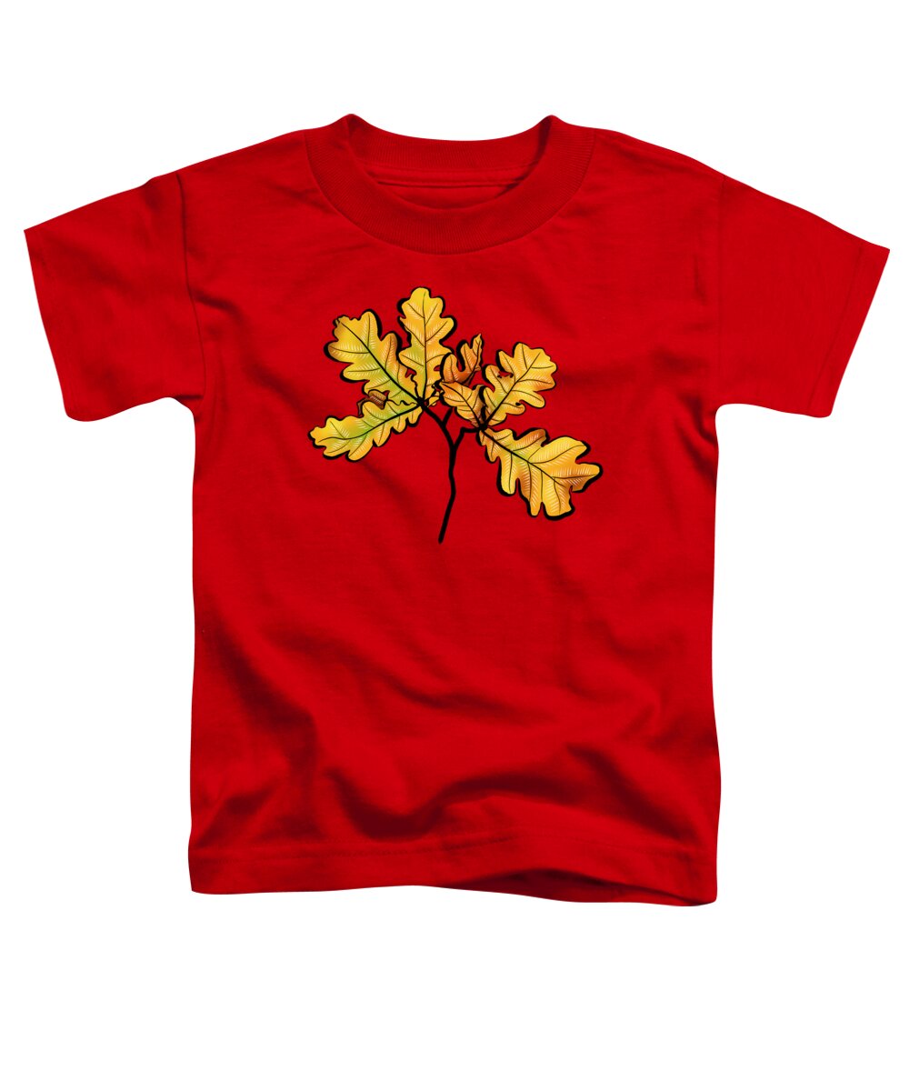 Oak Toddler T-Shirt featuring the digital art Oak Leaves Autumnal Botanical Art by Boriana Giormova