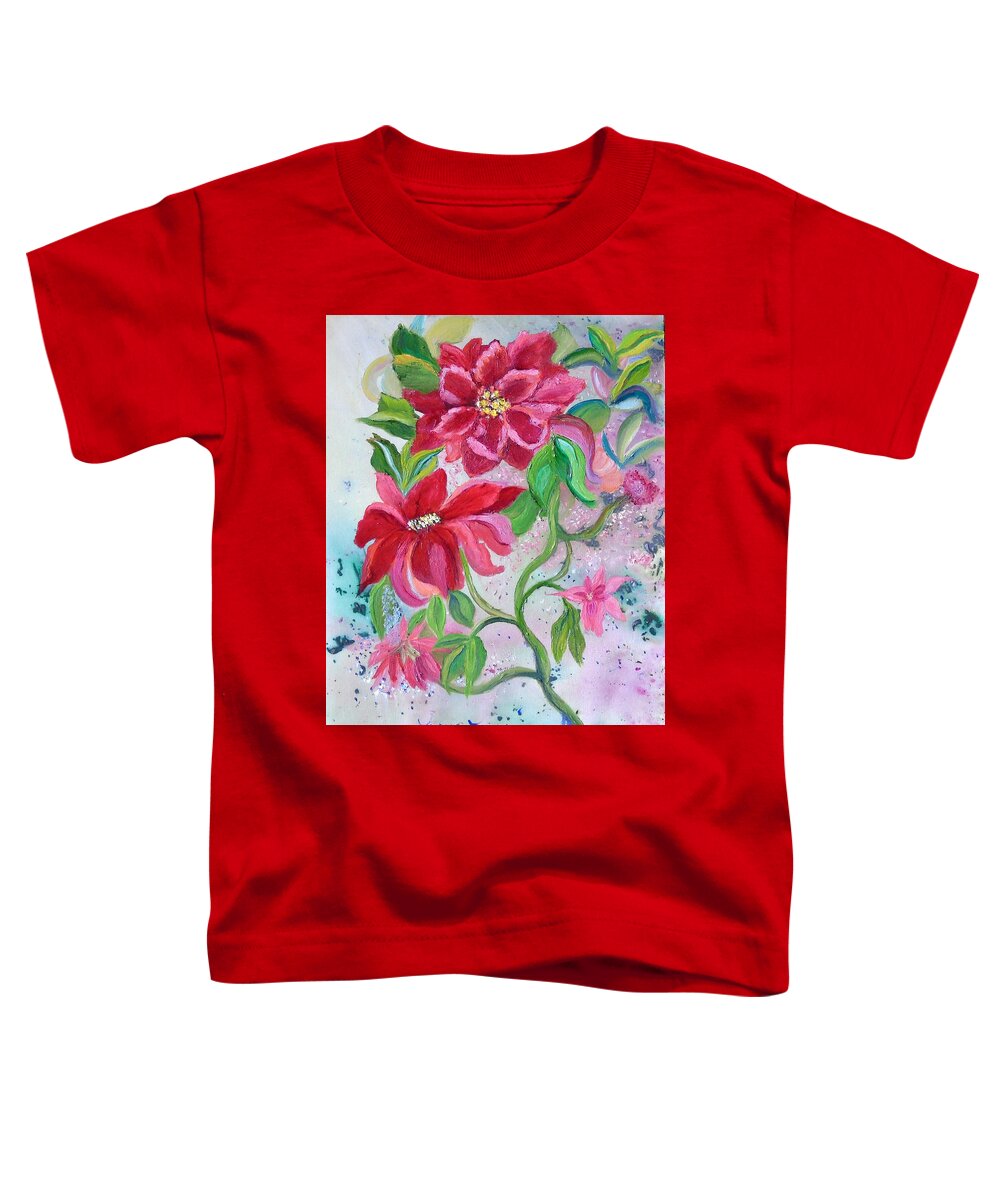 Bloom Toddler T-Shirt featuring the painting Poinsettias by Janis Tafoya