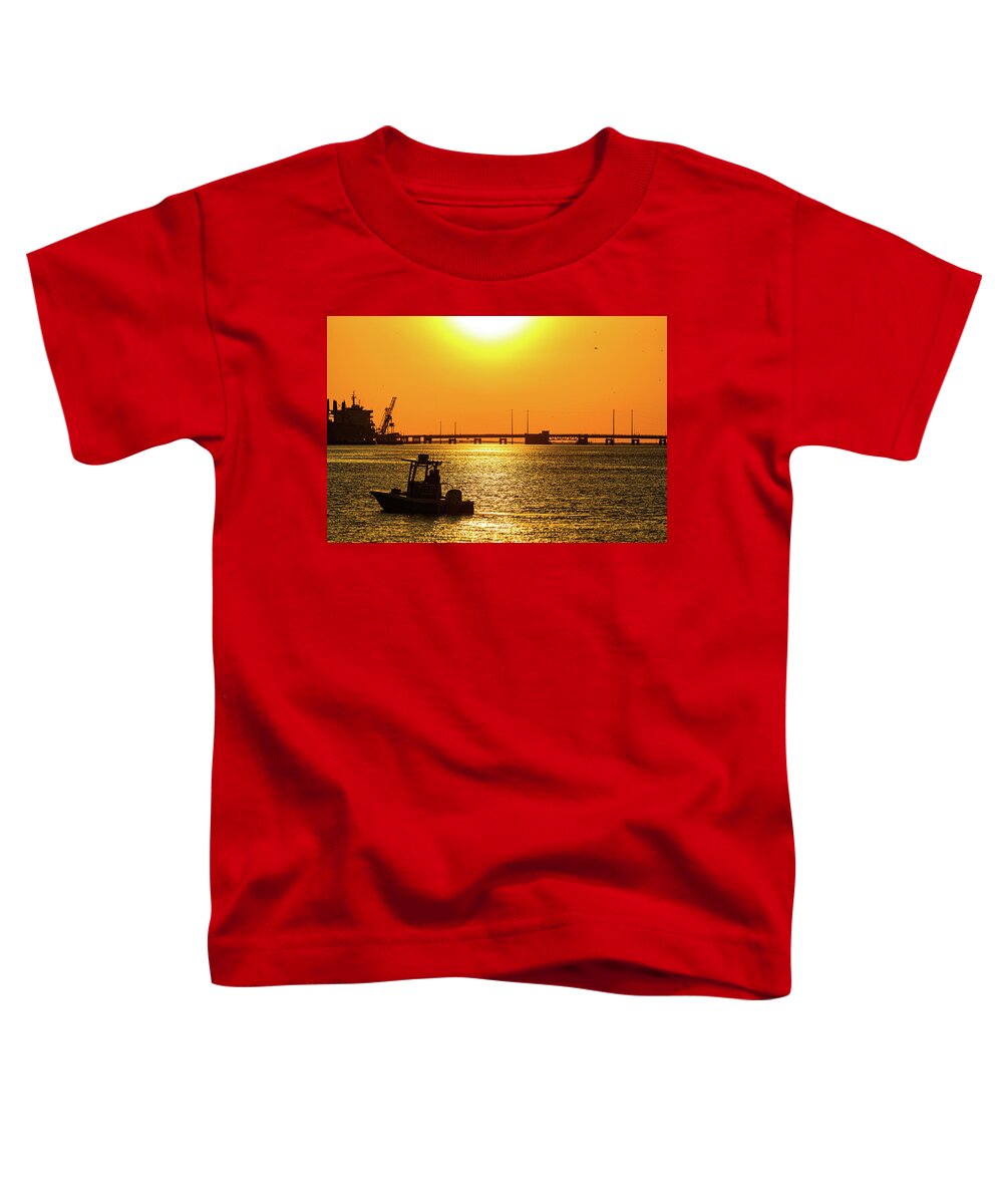 Galveston Toddler T-Shirt featuring the photograph Port of Galveston sunset by David Ilzhoefer
