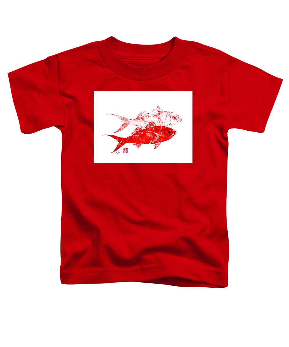 Fish Toddler T-Shirt featuring the painting Queen Snapper Duo by Adrienne Dye