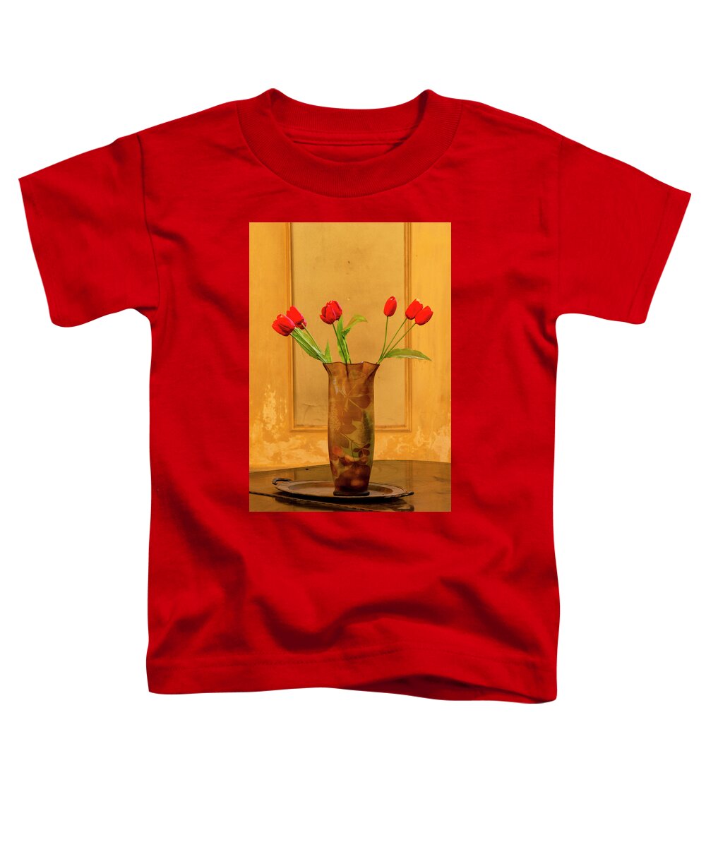 Havana Cuba Toddler T-Shirt featuring the photograph Red Tulips by Tom Singleton