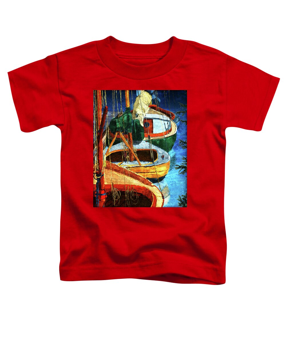 Sailboats Toddler T-Shirt featuring the digital art Sailboats by Ken Taylor