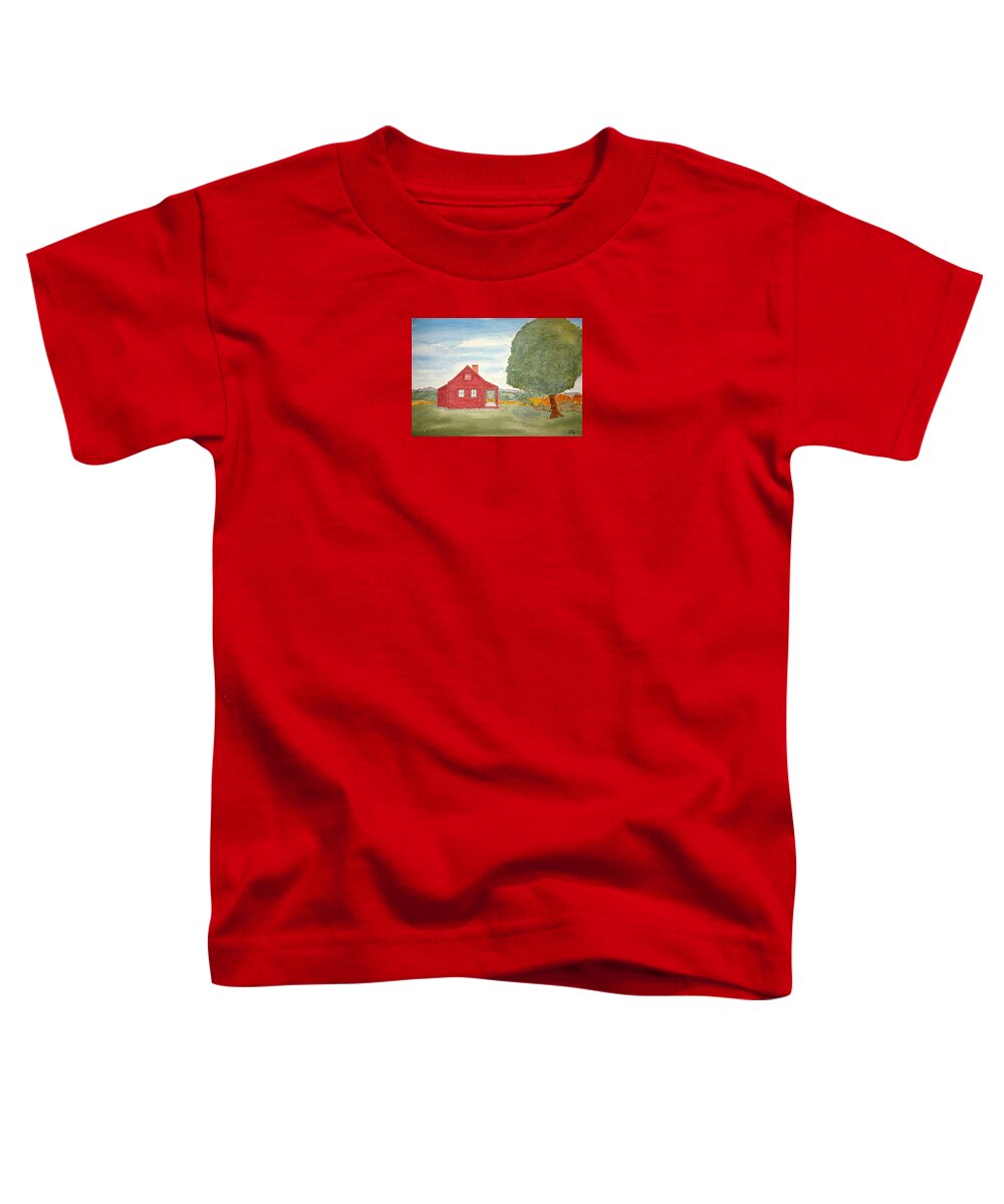 Watercolor Toddler T-Shirt featuring the painting Saratoga Farmhouse Lore by John Klobucher