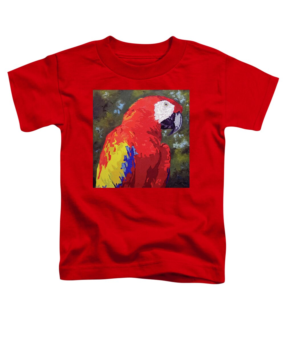 Bird Toddler T-Shirt featuring the painting Scarlet Elegance by Cheryl Bowman