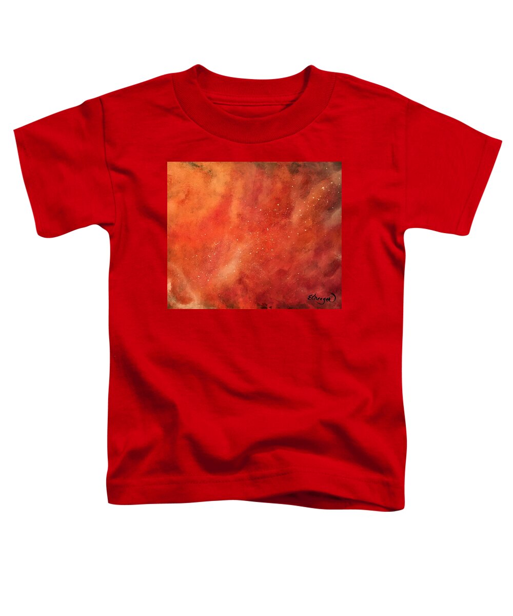 Orange Toddler T-Shirt featuring the painting Tangerine Nebula Cloud by Esperanza Creeger