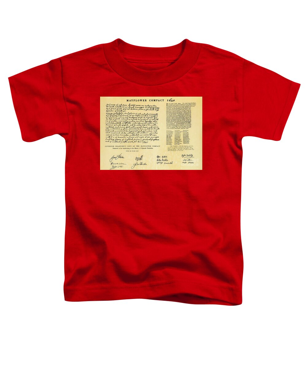 Thanksgiving Toddler T-Shirt featuring the photograph The Mayflower Compact - 1620 by Doc Braham