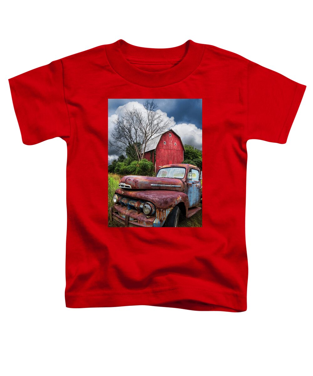 1940 Toddler T-Shirt featuring the photograph The Old Red Barn Truck by Debra and Dave Vanderlaan