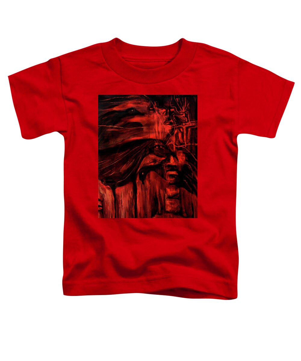 African American Toddler T-Shirt featuring the painting The Shape Shifters Call by Cora Marshall
