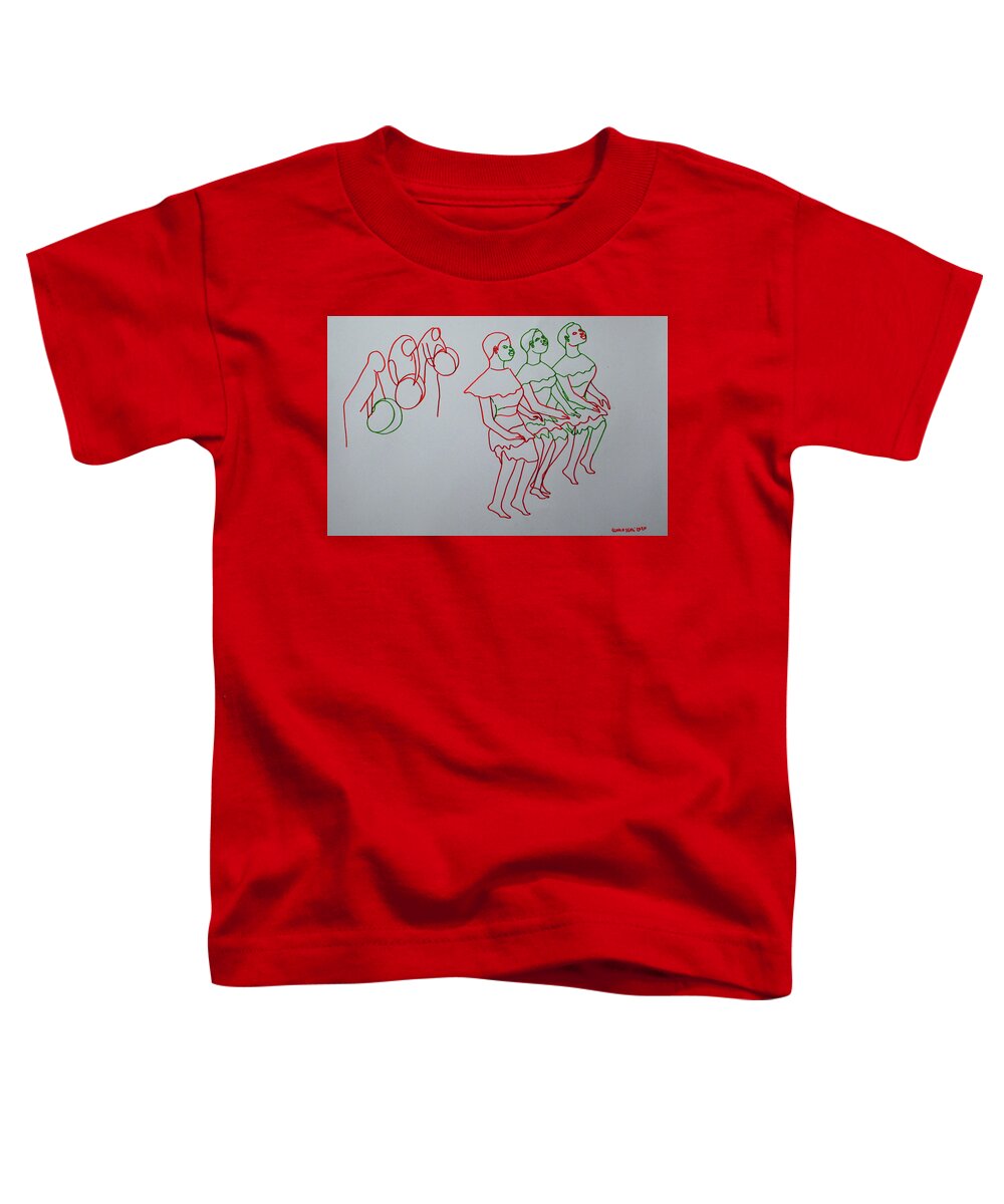  Toddler T-Shirt featuring the painting Acholi Traditional Dance Uganda #14 by Gloria Ssali