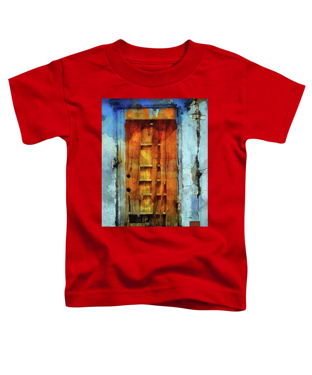 Architecture Toddler T-Shirt featuring the mixed media 284 Architectural Detail Blue House Door, Wuhan, China by Richard Neuman Abstract Art