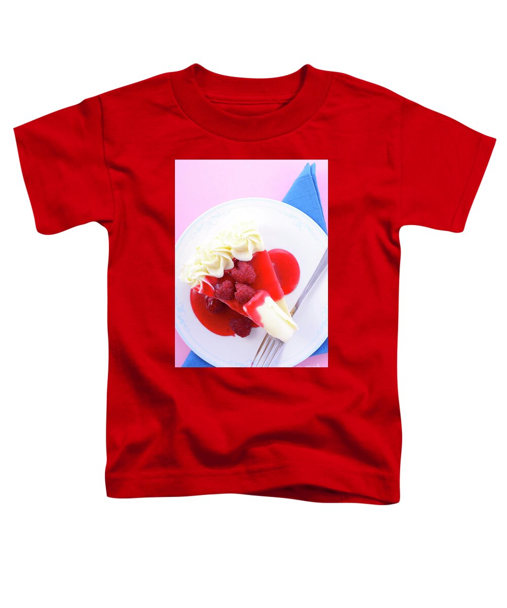 Aerial Toddler T-Shirt featuring the photograph Slice of white chocolate cake #3 by Milleflore Images