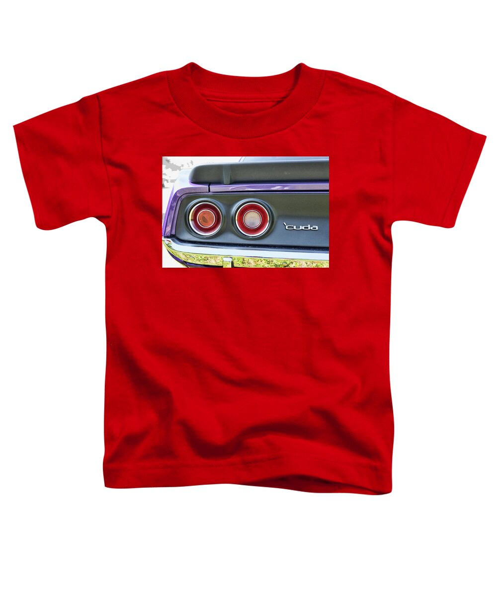 Retro Toddler T-Shirt featuring the photograph '71 Cuda taillights #71 by Danie Adams