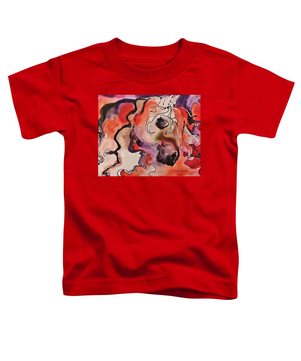 Horse Toddler T-Shirt featuring the painting Abstract horse by Karla Kay Benjamin