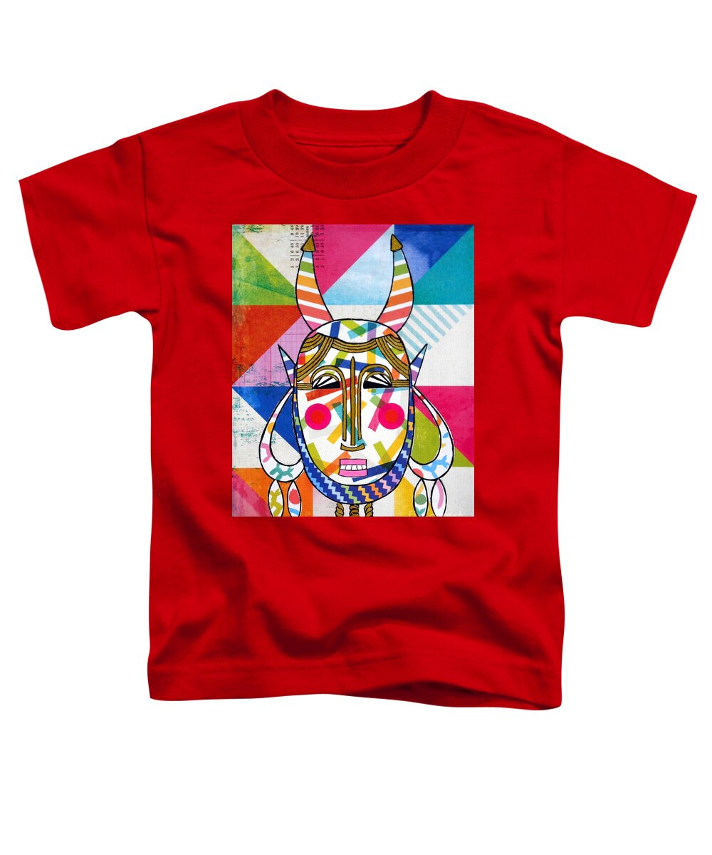 African Mask Toddler T-Shirt featuring the mixed media African Mask No.2 by Jayne Somogy