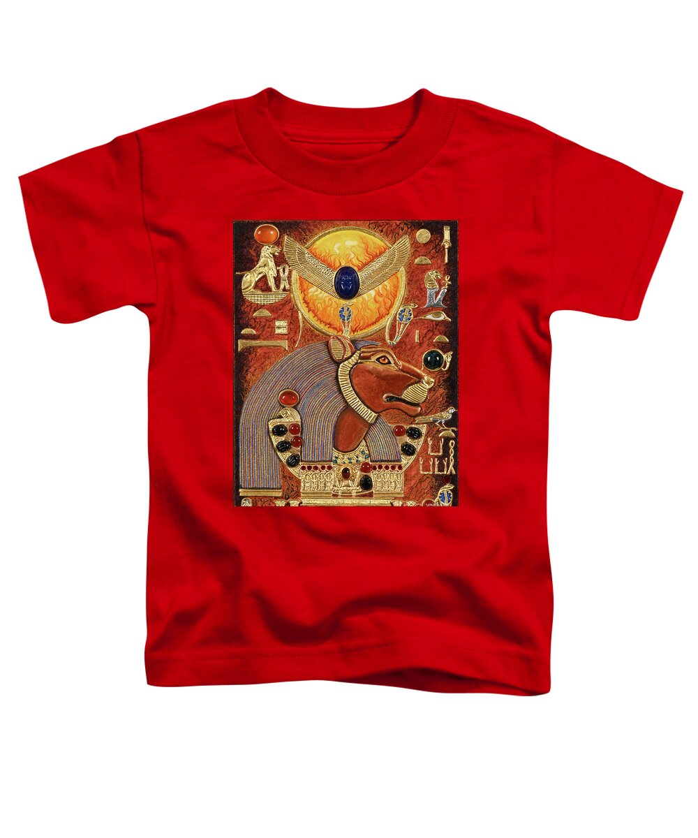 Ancient Toddler T-Shirt featuring the mixed media Akem-Shield of Sekhmet the Eye of Ra and Mistress of Heaven by Ptahmassu Nofra-Uaa