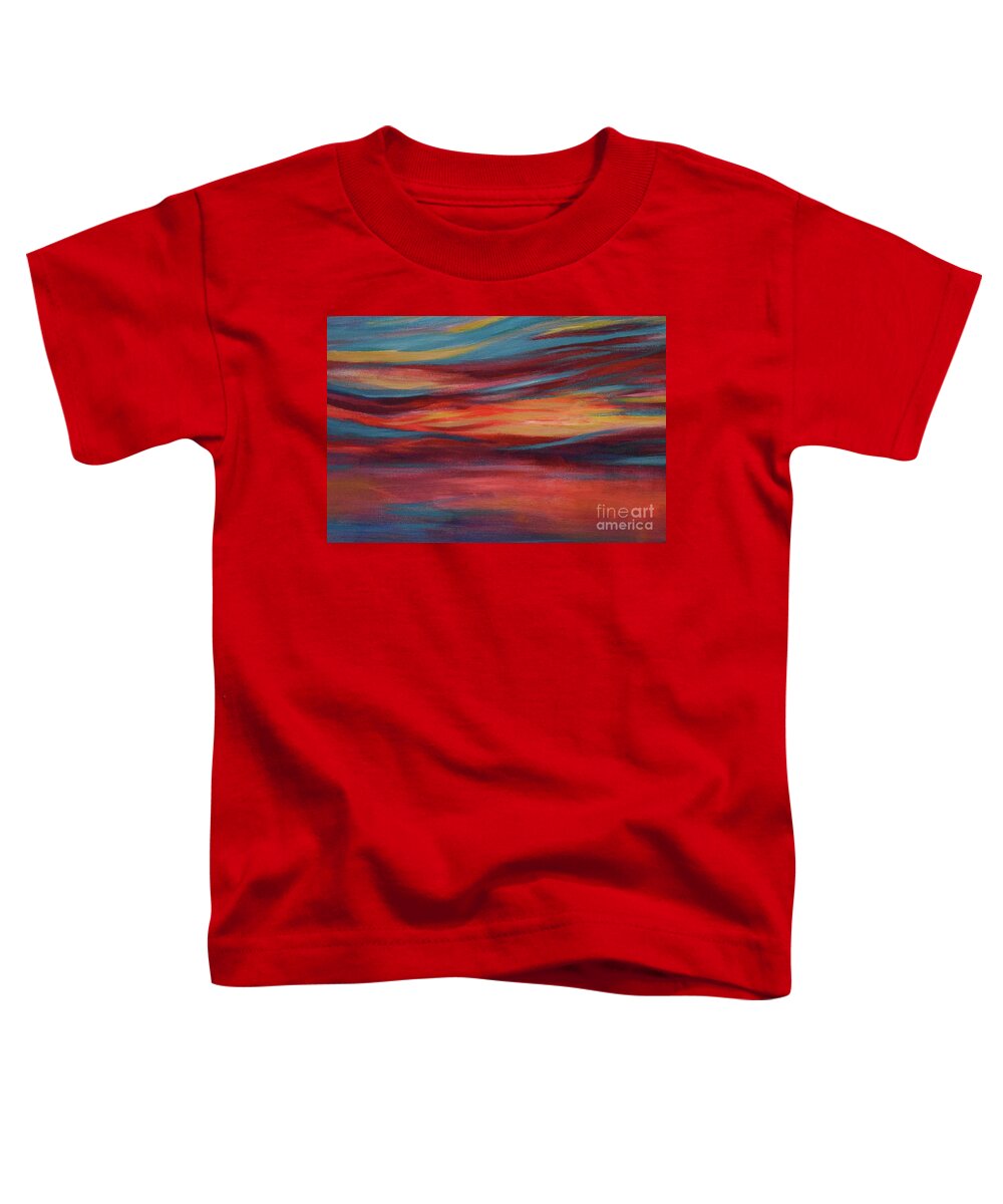 Nature Toddler T-Shirt featuring the painting Amazing Sunset Waltz Over The Ocean 02 detail by Leonida Arte