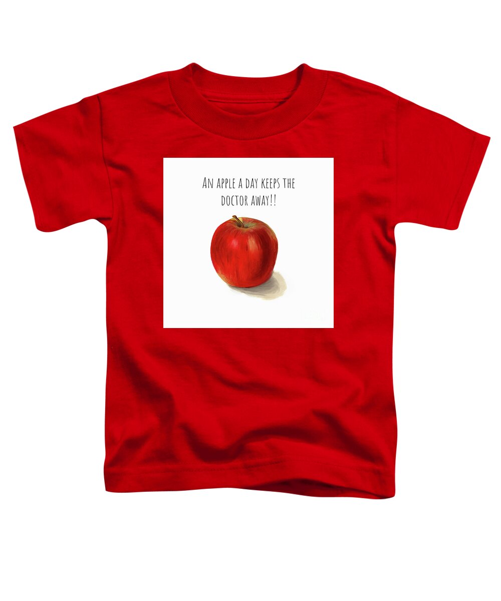 Apple Toddler T-Shirt featuring the mixed media An Apple A Day by Tina LeCour