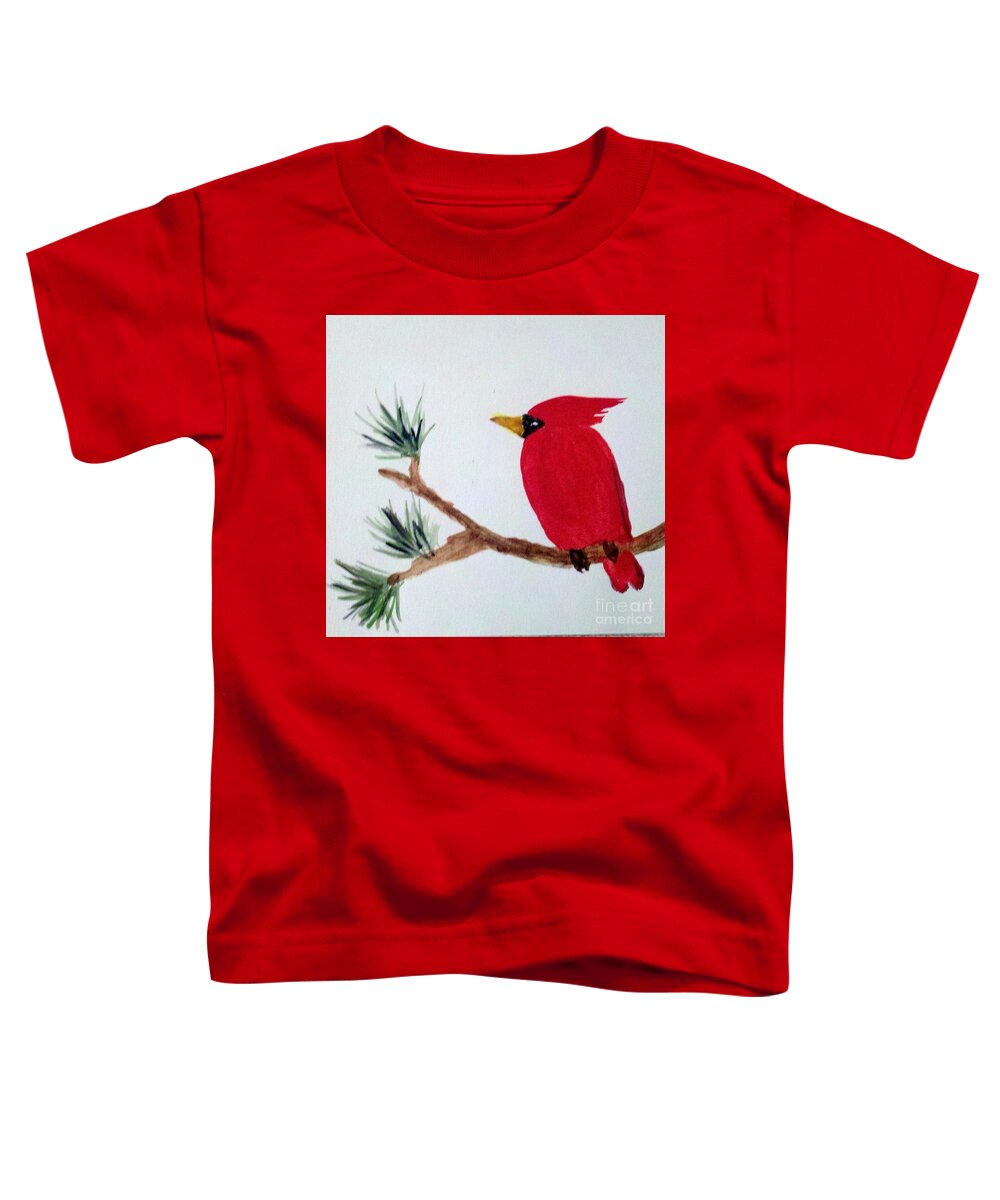 Red Bird Toddler T-Shirt featuring the painting Angels Appear When Cardinals are Near by Margaret Welsh Willowsilk