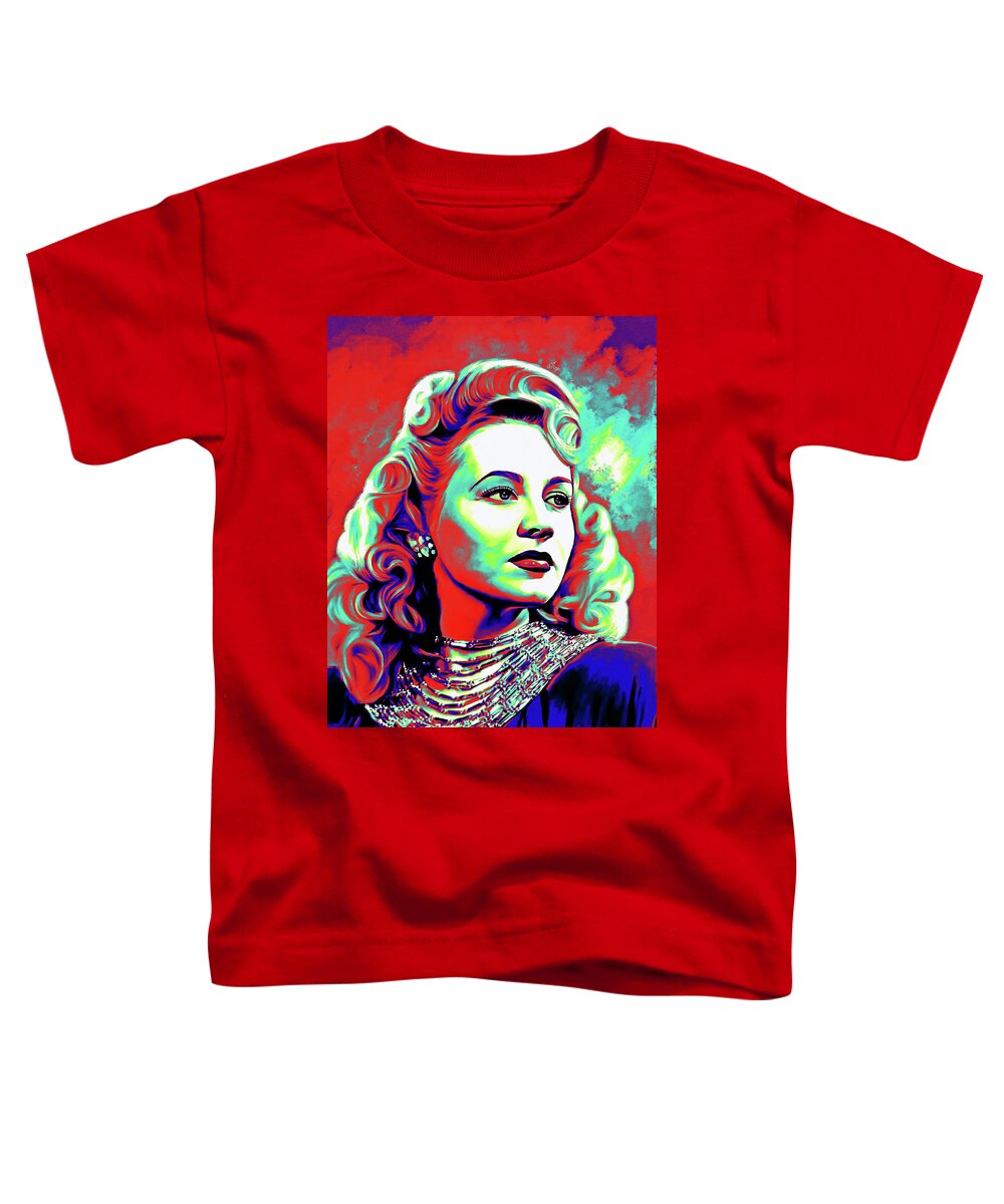 Anne Toddler T-Shirt featuring the digital art Anne Jeffreys neon portrait by Movie World Posters